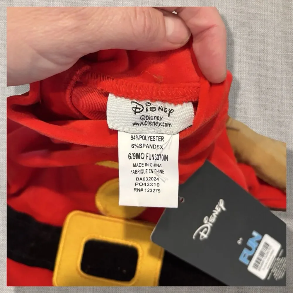 Disney Snow White Seven Dwarfs Baby Costume Tunic Red 6–9 Months New